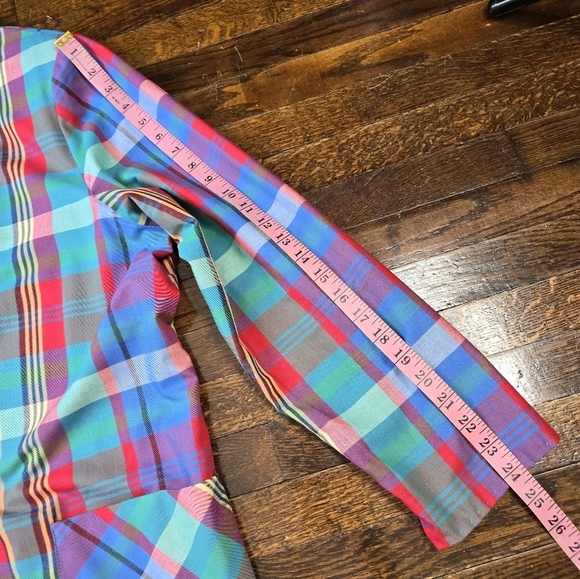 Vintage 80s 90s Blue Red Plaid Lightweight Plus Size Oversized Blazer - Picture 14 of 15